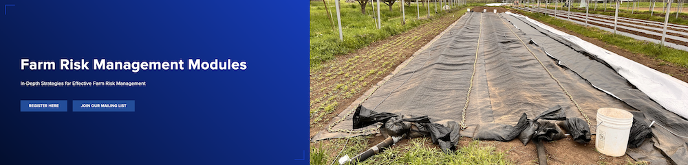 banner photo of farm crop field and words farm risk management